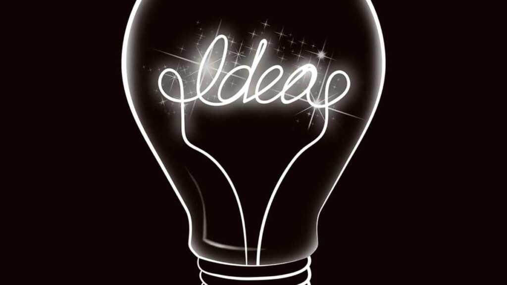 light bulb with ideas written in it