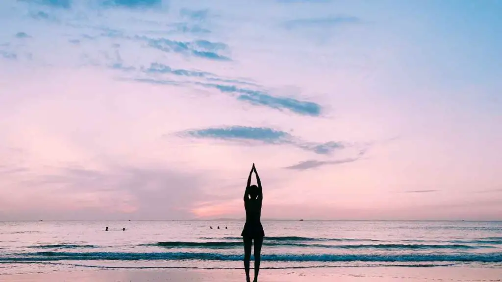 yoga on a beach